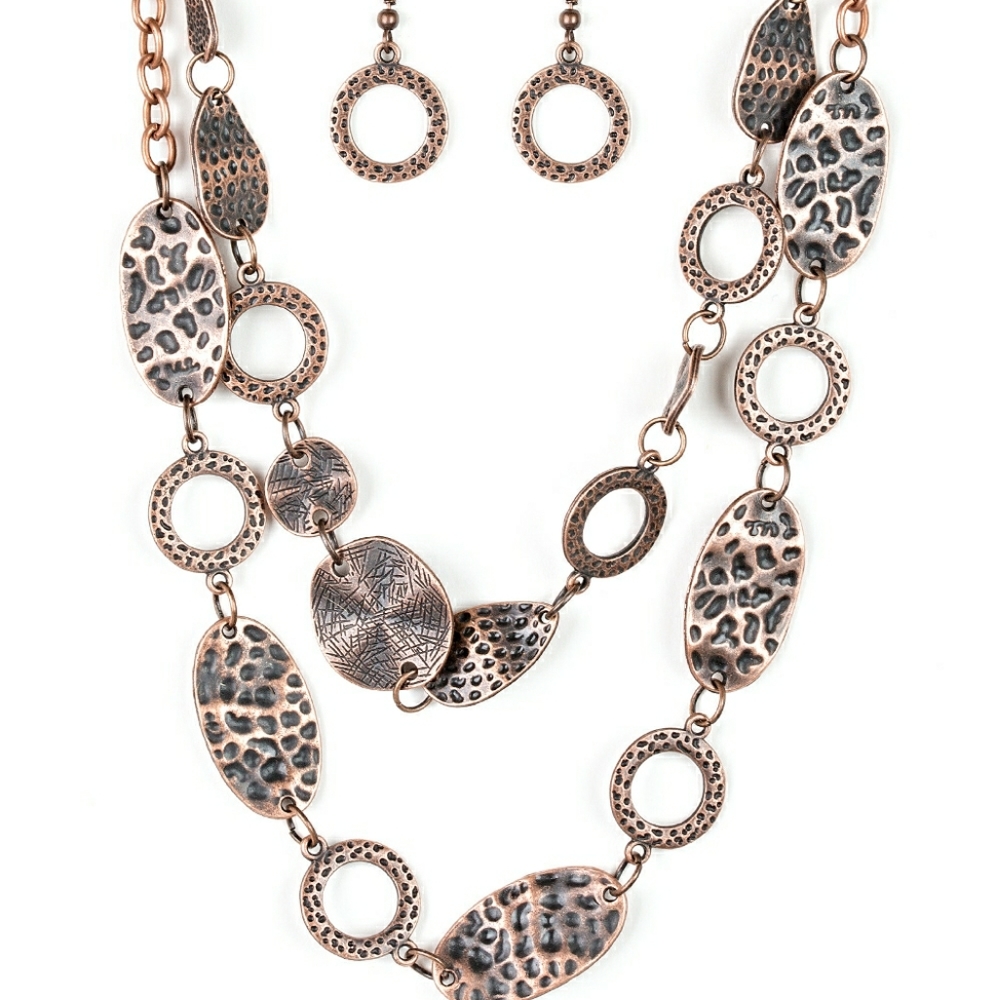 Women's copper Necklace with matching earrings
